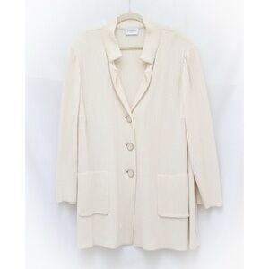 NWOT Stizzoli Cream Cardigan Collared Knit Blazer 22 sweater plus size Italy new